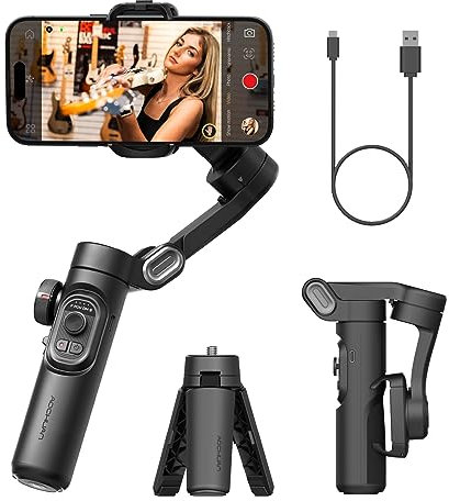 AOCHUAN Estabilizador de cardán Smartphone iPhone Video: Estabilizador de iPhone Cardán Smartphone Plegable 3 Ejes Portátil Android Gimbal TikTok Youtube Vlog Grabación, Smart XE
