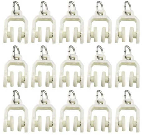 TA-VIGOR Gardinenschienenrollen, Edelstahl-Vorhangschiene, Doppelrollen-Vorhangschiene, Vorhangschienengleiter für Fenster, Duschvorhangschienen, 50 Stück