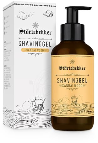 Störtebekker® Premium Rasiergel für Rasurvorbereitung - Klassische Rasur - 180ml Shaving Gel - Transparentes Rasier Gel Männer mit Sandelholz Duft - Hochwertige Inhaltsstoffe - Made in Germany