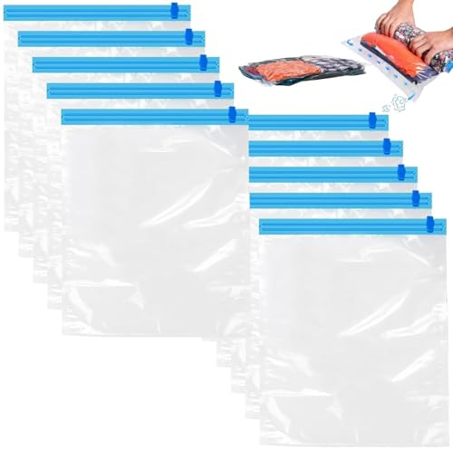 Vakuumbeutel Reise Klein 10 Stück Kompressionsbeutel Reise 35x50cm Vakuumbeutel Zum Rollen Wiederverwendbar Vakuumbeutel Ohne Staubsauger Kompression Tasche für Kleidung Reise Decken Koffer Rucksack