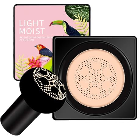 Mushroom Head CC Cream, Air Cushion BB Creme Foundation, Cushion Foundation für Feuchtigkeitsspendender Concealer, Gleichmäßiger Hautton, Make-up-Basis für Aufhellende, Makelloses Make-up(Ivory)