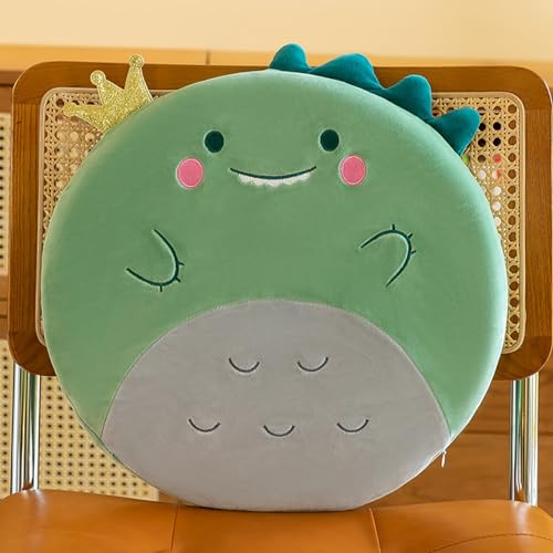 champracer Runde Stuhlkissen Kinder,Cartoon Rundes Kissen， Stuhlkissen Dickes Stuhlkissen ，40cm Memory Foam Sitzkissen Stuhl Sitzpolster mit Abnehmbarer Bezug, Cartoon Tier Sitzauflage (Dinosaurier)