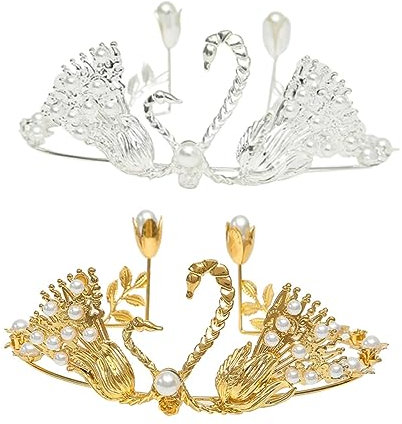 WESIEVYA Décoration De Gâteau Danniversaire En Forme De Cygne Avec Couronne