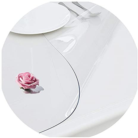 Wasserdichte, kristallklare PVC-Tischdecke, rutschfest, transparent, Tischdecke für Essmöbel, abwischbar, Tischschutz, Matte, 1 mm dick, Größe: 110 x 210 cm