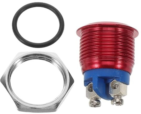 LALADEFIEE Interruttore a Pulsante Metallico 16mm Per Auto e Barca, Interruttore Momentaneo Montaggio a Vite Per Veicoli Industriali e Applicazioni Marine