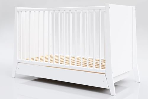 Generisch Kinderbett Cosmo 60x120 cm mit Schublade und Umbaukit (Weiß)