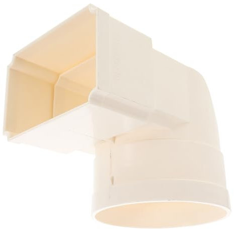 SEWOART White PVC Gutter Downspout Elbow Connector, Square Round Drain Pipe Fitting for Residential Drainage, Easy Install, Water Damage Protection