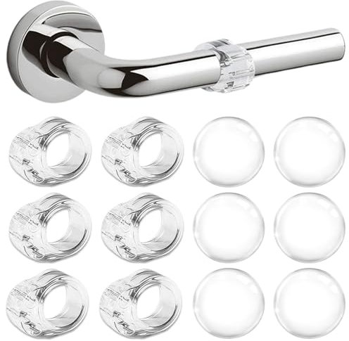 12 Pezzi Fermaporta Maniglia a Muro, 40mm Fermaporta Paraurti da Parete, Fermaporta Maniglia Trasparenti Rotondi in Gomma, Silicone Anti Protettori Maniglia Della