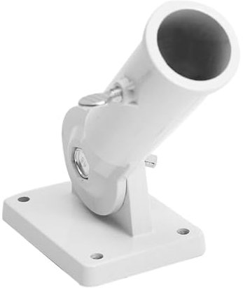 Flag Pole Holder, Wall Mount Adjustable Flag Bracket with Screws, Adjustable 180 Degree Aluminum Alloy Flagpole Mount, Suitable for Flag Installation (White)