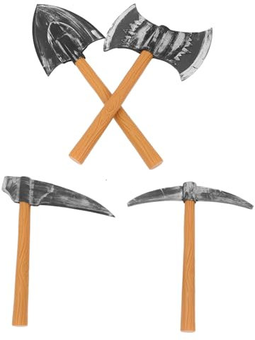 Healvian 4stücke Kostüm Für Zwerg Cosplay-spitzhacke Hammer-Requisite Axt Für Falsche Axt Halloween-axt Spielzeug Für Auftritt Party-Requisite Cosplay-Set
