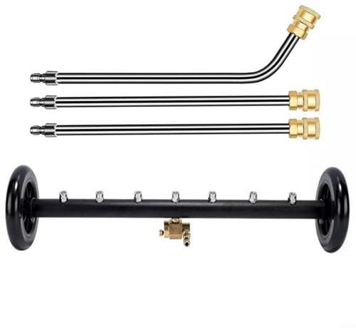 TRELVEX Nettoyeur Haute Pression pour châssis de Voiture, Balai à Eau pour Lave-Auto, 4 000 psi, Accessoire de Nettoyage de Sol, Lave-châssis de Voiture, raccord Rapide 1/4 (Roue Noire)