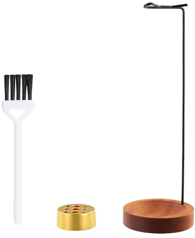 Porta Incenso, Bruciatore Invertito con Base, Portaincenso Bastoncino con Base a 9 Fori, con 1 spazzola per la pulizia, Bruciatore Incenso in Legno per Yoga, Meditazione, Casa, Sonno, Studio, Ufficio
