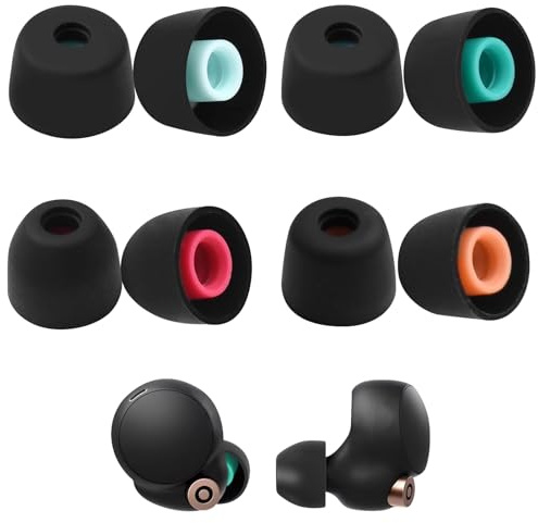 4 Pairs Silicone Replacement Ear Tips for Sony Wf-1000xm5 (Black) | 4 Different Sizes Anti-Slip Noise Reduction, Sound Enhancement, Easy Installation, Flexibility Improves Comfort