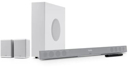 Teufel CINEBAR 11 4.1 Mk4 - Dolby Atmos Soundbar mit kabellosem Subwoofer & Rücklautsprechern Sound System, Bluetooth aptX, HDMI CEC, 4K-Pass-Through - weiß