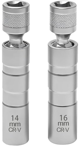 Supecesorio 2 Pièces de Cle a Bougie, Douille Bougie 14mm & 16mm, Outil de Démontage de Bougies, Universelle 12 Pans 3/8 Pouces Clés à Bougie, Outil Spécial pour Automobiles