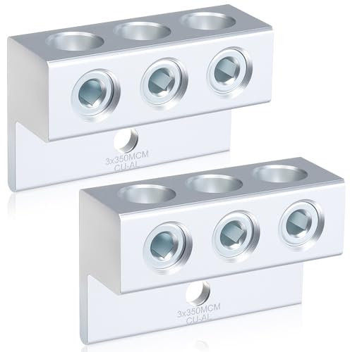Blulu 2 Pieces Dual Aluminum Ground Lug Dual Rated Double Wire Barrel Aluminum Mechanical Lug (350 Mcm-6awg)