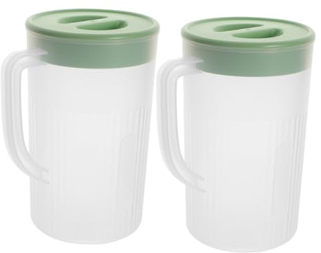 POPETPOP 2 Piezas Pitcher With Lid Transparent Refrigerator Water Jug Large Capacity Beverage Container For Family Office Summer Drinks