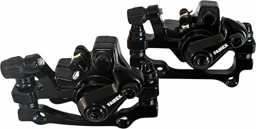 FAMEX RIDE® Premium Mechanical Disc Brake Calliper Set, Black Steel, F160/R140 and F160/R180, Universal Front and Rear Mount for Mountain Bikes and Road Cycles