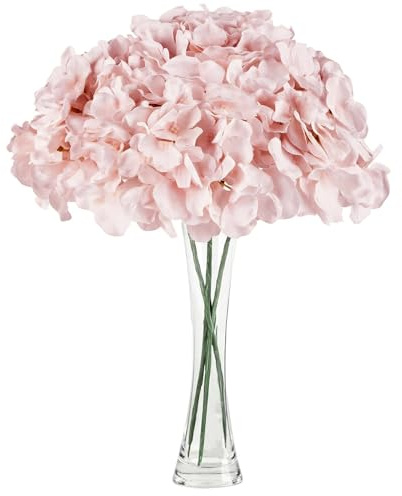 Diyxisk 3 Stücke 68cm Hortensien Kunstblumen Real Touch Rosa Seidenblumen Künstliche Blumen Deko für Hohe Bodenvasen Hochzeit Wohnzimmer