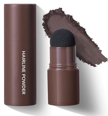 Ansatzpuder Dunkelbraun, Haaransatz Puder Ausbessern & Haarausfall Abdecken, Wasserfest & Schweißfest Haar Concealer zur Haarverdichtung, Langlebig Hairline Powder, Natürlich Haarpuder Frauen & Männer