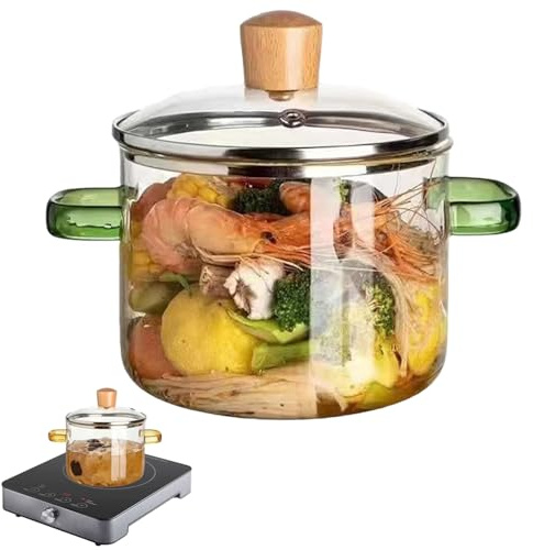 Marmite À Mijoter – Capacité 1600 Ml | Casserole En Verre | Marmite En Verre, Ustensiles De Cuisine Transparents Résistants À La Chaleur Pour La Soupe, Le Ragoût, La Sauce, L'ébullition, La Cuisine Do