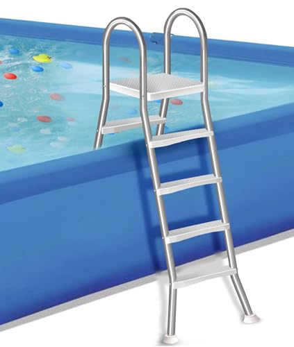 Scala per piscina fuori terra, design a doppia faccia con gradini antiscivolo, supporta 226,8 kg, ideale per piscine da 132 cm