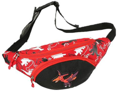 CHICAMPERA Riñonera para Niños Dinosaurio Roja de Pvc Tipo Bandolera