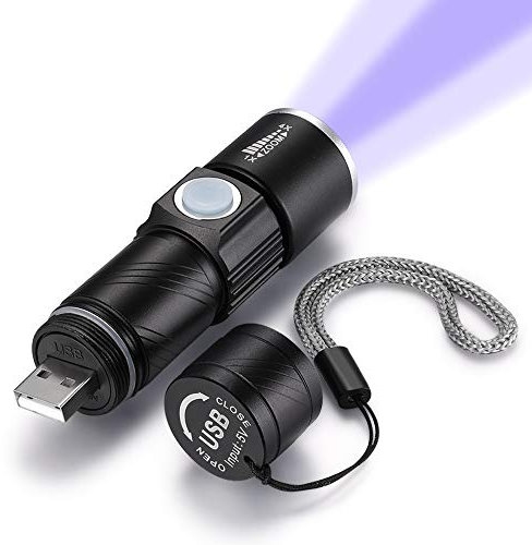 DARKBEAM UV Lampe de poche LED rechargeable USB 365nm ultraviolet Black Light Mini détecteur d'urine pour chien/animal domestique d'urine taches, Sec assorti avec pour animal Éliminateur d'odeur