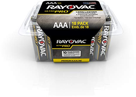 Rayovac Batteries ALAAA-18PPJ UltraPro Industrial Alkaline Battery, AAA Size, Standard, Black (Pack of 18)