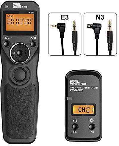 Wireless Shutter Release Timer Remote Control with 2 Connecting Cables E3/N3, Pixel Shutter Release Cable Compatible for Canon Eos Cameras, 80M+ Remote Distance