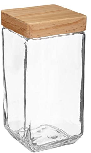 5five - tarro de cristal cuadrado con tapa de pino 2l