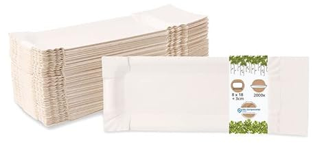 BIOZOYG Pappteller mit Abriss eckig I Maße 8 x 18 + 3 cm Abriss I Imbissteller weiß aus Recyclingkarton für Pommes Currywurst etc I recycelbar - umweltfreundlich I Pommesschalen 2000 Stück