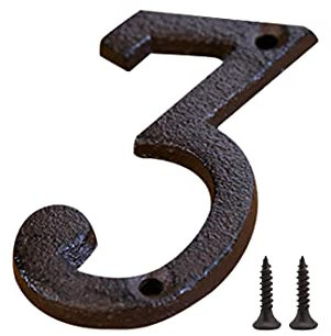 Zayookey Numero Civico Esterno Numeri di Porta in Ghisa Numero Indirizzo Metal House Numbers Porte, Pareti, Indirizzi di Casa (Numero 3)