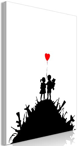 murando - Akustikbild Banksy Kids on Guns Hill Bilder Akustikschaum Hochleistungsschallabsorber Schallschutz Leinwand 1 tlg Wandbild Raumakustik Schalldämmung Junge Mädchen