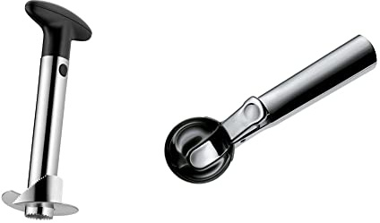 WMF Gourmet Ananasschneider, schneidet Ringe und löst das Fruchtfleisch komplett aus der Frucht & Gourmet Eisportionierer 18 cm, Eislöffel mit Auswerfer, Cromargan Edelstahl poliert