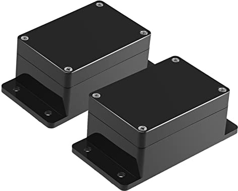 Therlan kopplingsdosa svart vattentät IP65, 2 stycken elektronikhölje ABS plasthölje anslutningsdosa IP65 kopplingsdosa liten svart distributionsbox utomhus vattentät (100 x 68 x 50 mm)