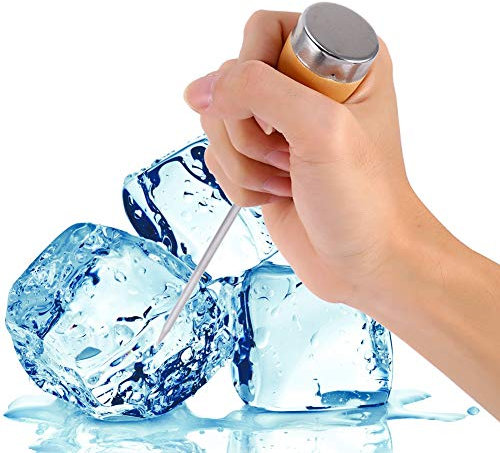 Qcwwy Stainless Steel Ice Pick, Ice Pick Crusher Wooden Handle Awl Punch Kitchen Bar Tool Ice Breaking Accessories for Kitchen, Bar, Restaurant