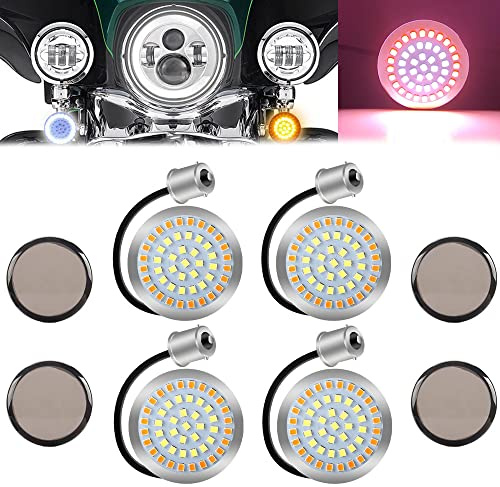 1156 48 LED Moto Anteriore E Posteriore Indicatori Di Con 5cm Lenti Fumè Super Luminoso LED Ambra+Bianco Spia Di Direzione Kit Per Harley Touring Sportster Softail Dyna Fanale Posteriore 4pcs