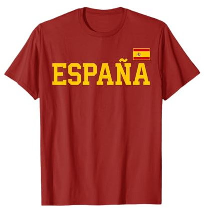 Camiseta de España para Mujeres, Hombres, niños, Bandera de España, Color Rojo Camiseta