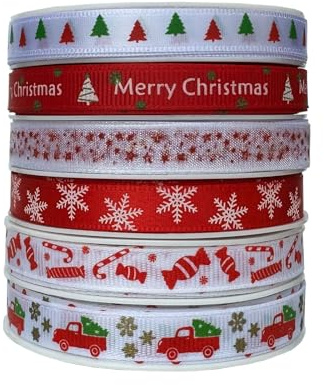 Ruban de Noël en satin rouge pour emballage cadeau et travaux manuels 57,4 m