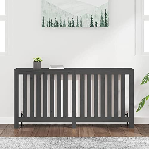 Tidyard Heizkörperverkleidung Heizungsabdeckung Heizungsverkleidung Heizkörperabdeckung Heizung Abdeckung Heizkörper Massivholz Kiefer Grau 169x19x84 cm