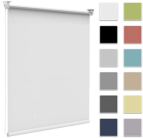 Fenster Rollos für innen Verdunkelung, Weiß 120x230cm(Stoffbreite 115cm) Verdunklungsrollo ohne Bohren & mit Bohren,Thermorollo Klemmfix Klemmrollo Hitzeschutz Sichtschutz,Wandmontage,Deckenmontage