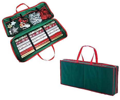 SUL Christmas Wrapping Papers tree Decorations Bag, Xmas tree Storage Bags with Zip Carry Handles, Xmas wrap Bauble Storage Bag, Decorations Christmas Accessories(Green) (Xmas Wrap Storage Bag)