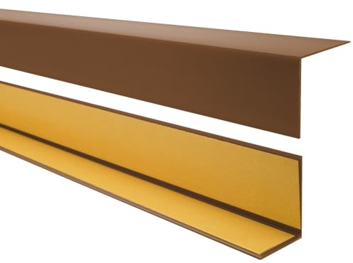 Quest Cornière PVC 35 x 35 mm Rigide - Marron, 200 cm | Profilé d'angle rigide autoadhésive, protège coins et rebords des chocs, pose facile, couloirs, escaliers & murs