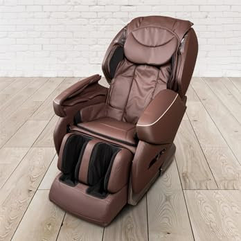 trends4cents PureHaven Massage-Sessel Knet- und Klopfmassage Heizfunktion Bluetooth USB Sprachsteuerung braunes PU-Leder Fuß- Rücken- und Gesäßmassage
