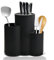 3 in1 Ceppo Vuoto di Coltelli Multifunzionale, Portacoltelli Rotondo Universale, Blocco Coltelli Cucina Tondo Salvaspazio, Supporto Portaoggetti con Foro Scarico e Fessura per utensili Forbici (Nero)