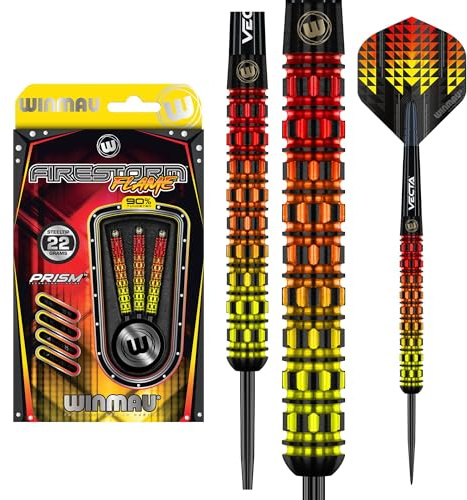 WINMAU Firestorm Flame Professionelles Wolfram-Dart-Set mit Flights und Schäften (Shafts)