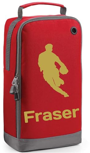 Personalised Rugby Boot Bag Shoe Bag Rugby Player Gift Shoe Sports Bag Personalised with Name Rugby Player Design Sports Gift Red