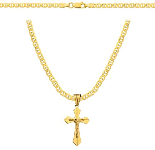 Amor Luxury - Goldkette Herren 585, Königskette - Kreuzkette, Herren Schmuck, 55 cm