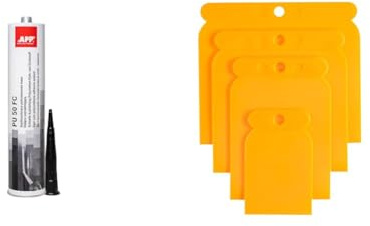 AUTO-PLAST PRODUKT APP PU 50 FC Colle-mastic carrosserie voiuture polyuréthane étanche & HARDY Spatules Flip-Flops Lot de 4 Pièces en Plastique Pour Réparer les Trous Bouton D'inégalité